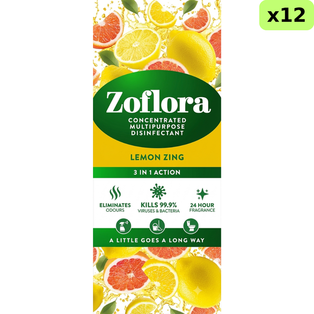 Zoflora 4 in 1 Action Linen Fresh concentrated disinfectant 120ml bottles supplied in a wholesale case of 12