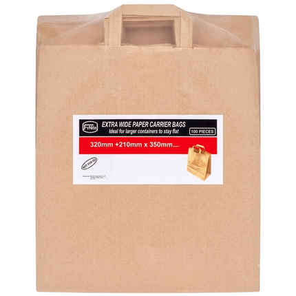 FyNite Extra Wide Paper Carrier Bags 100pcs bulk wholesale