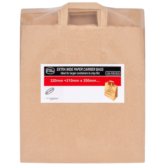 FyNite Extra Wide Paper Carrier Bags 100pcs bulk wholesale