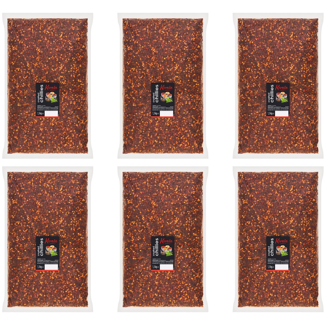 Kerala Crushed Chillies wholesale case containing 6 x 1.5kg catering packs