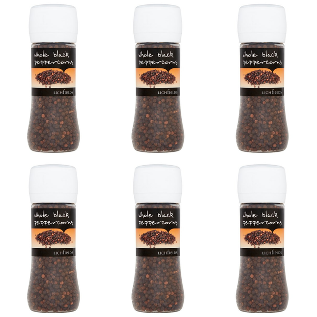 Lichfields Whole Black Peppercorns wholesale case containing 6 x 200g catering packs