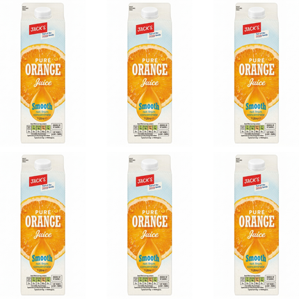 Jack's Pure Smooth Orange Juice not from concentrate in a wholesale case of 6 x 1L cartons.