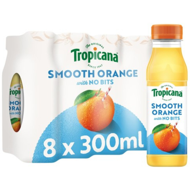 Tropicana Smooth Orange Fruit Juice wholesale case of 8 x 300ml.