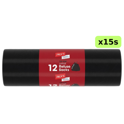 Jack's 15 x 12 Tie-Top Large Refuse Sacks 180 bags bulk wholesale
