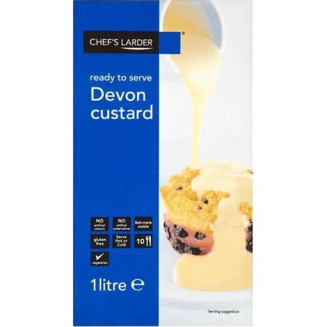 Chef's Larder Devon Custard 1 litre ready to use ambient custard for catering