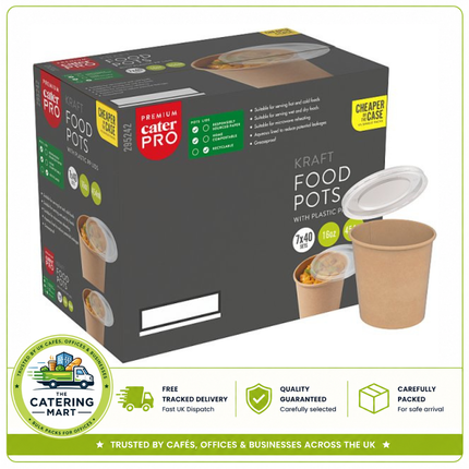 CaterPro Premium 40 Kraft Food Pots 454ml | Wholesale Food Packaging