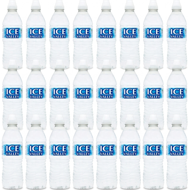 ICE VALLEY Still Spring Water Sports Cap wholesale case containing 24 x 500ml bottles.