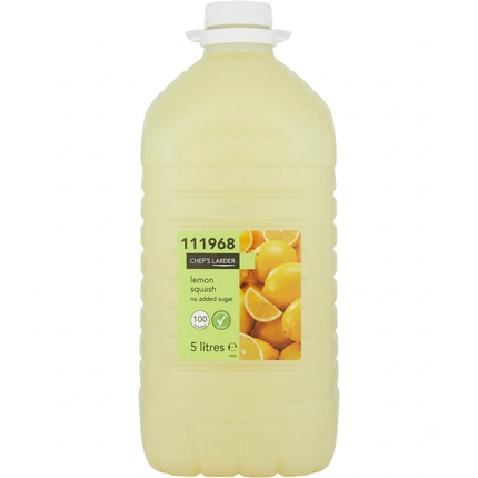 Chef's Larder Lemon Squash No Added Sugar 5 litre container for wholesale catering and hospitality.