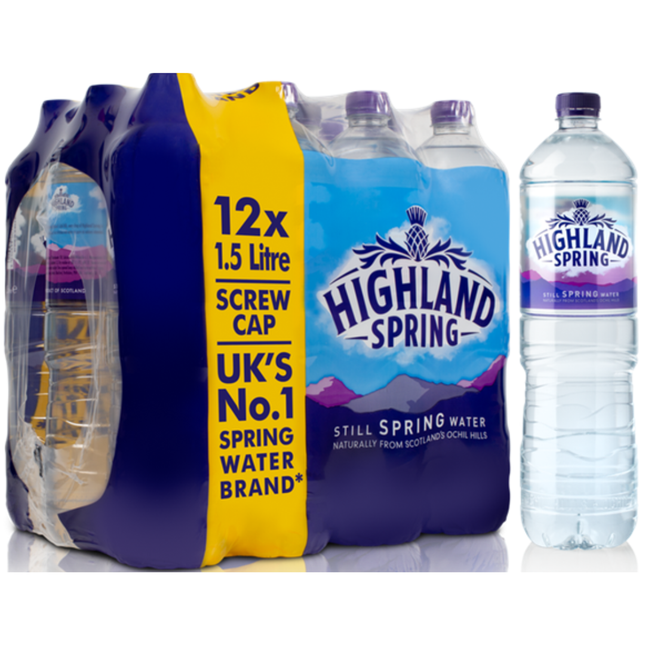 Highland Spring Still Spring Water 1.5 litre bottles, wholesale case of 12.