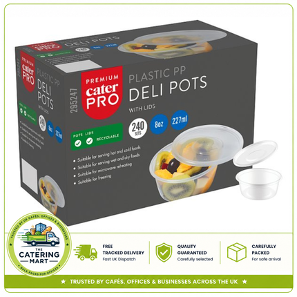 CaterPro Premium 240 PP Deli Pots with Lids 227ml | Wholesale Food Containers