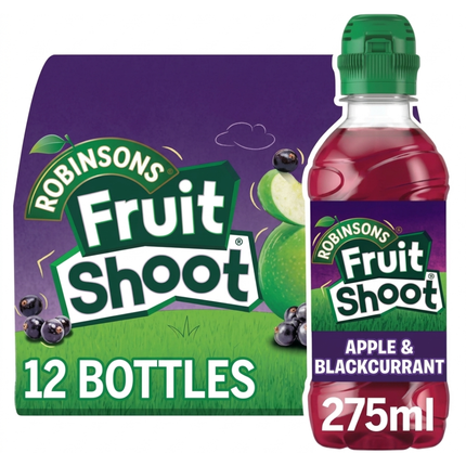 Fruit Shoot Apple & Blackcurrant kids' juice drink wholesale case containing 12 x 275ml bottles.