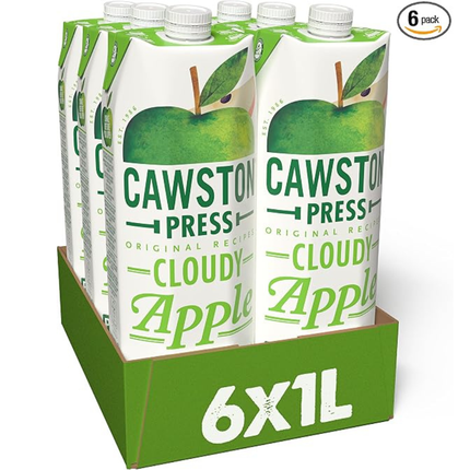 Cawston Press Cloudy Apple Juice in a wholesale case of 6 x 1L cartons.