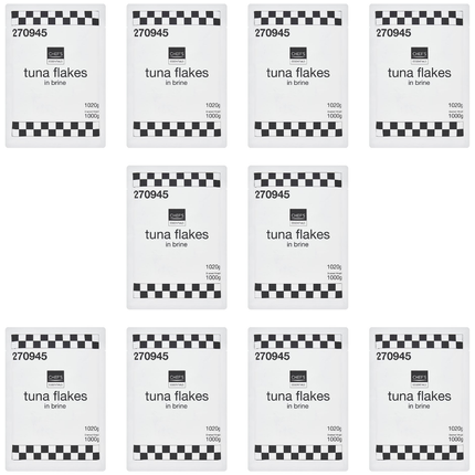 Chef's Essentials Tuna Flakes in Brine wholesale case containing 10 x 1020g packs of tuna flakes