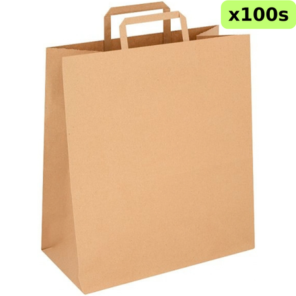 FyNite X-Large Brown Block Bottom Takeaway Food Bags 310 x 160 x 350mm 100 pieces