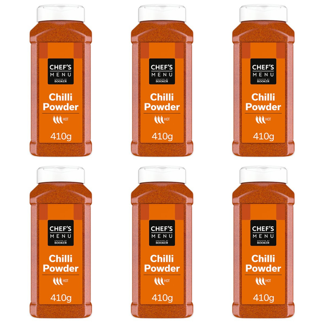 Chef's Menu Chilli Powder wholesale case containing 6 x 410g catering packs