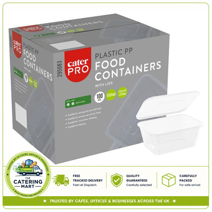 CaterPro 100 PP Food Containers with Lids 1000ml | Wholesale Packaging