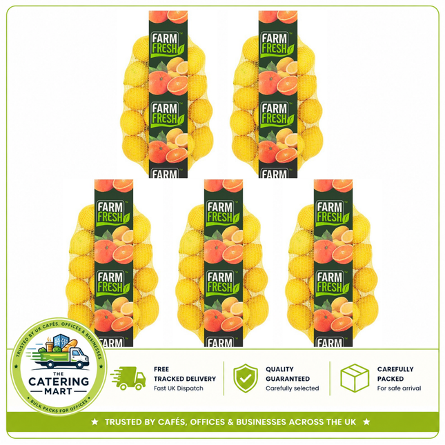 Farm Fresh Lemons bulk wholesale case containing 5 x 2kg packs of fresh whole lemons