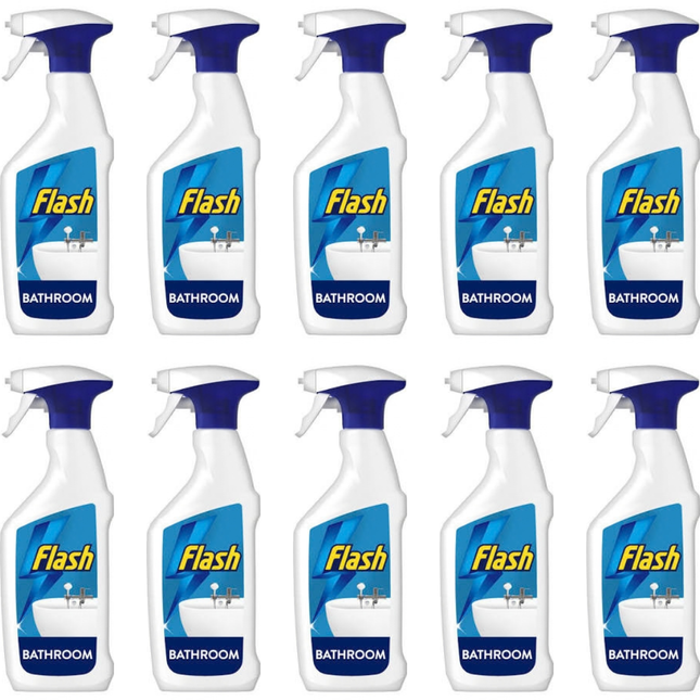 Flash Bathroom Cleaner Spray 500ml bottles supplied in a wholesale case of 10