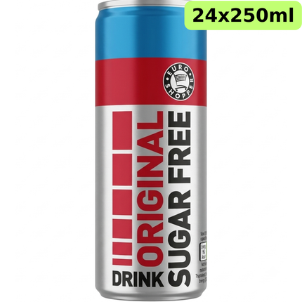 Euro Shopper Original Sugar Free Energy Drink wholesale case containing 24 x 250ml cans.