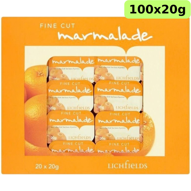 Lichfields Fine Cut Marmalade Portions 100 x 20g individual breakfast preserve pots for hotels and catering