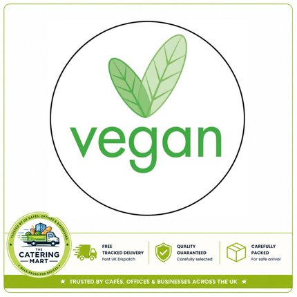 25mm circular adhesive VEGAN food labels for catering and professional kitchens