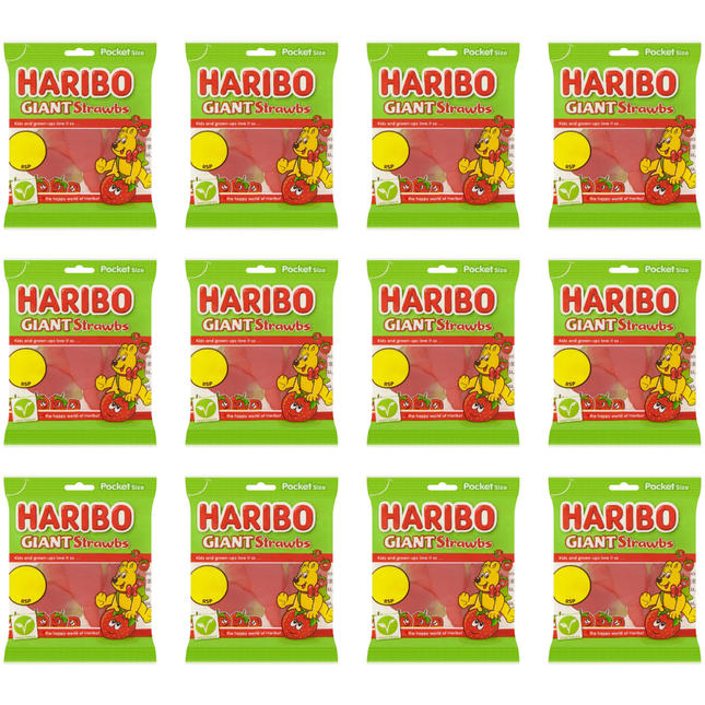 HARIBO Giant Strawbs 12 x 160g | Wholesale Chewy Strawberry Sweets