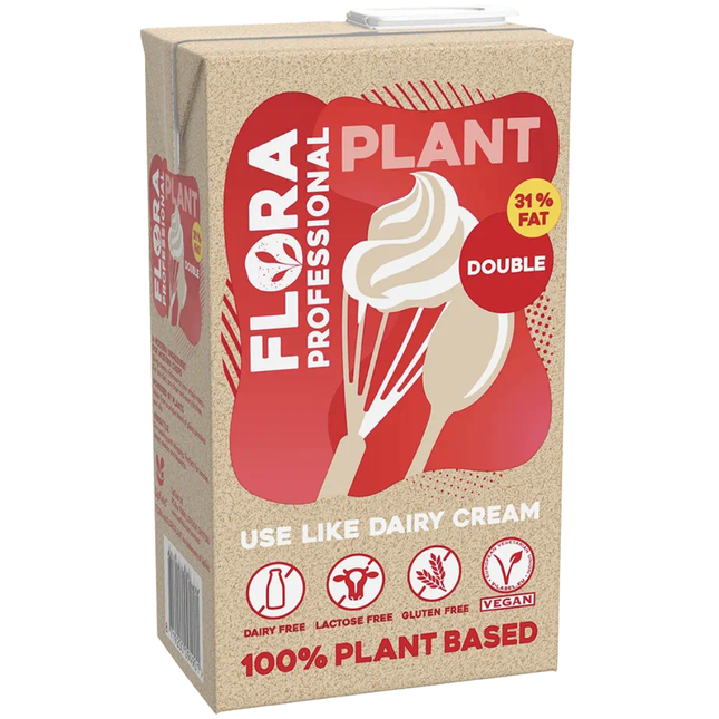 Flora Professional Plant Double Cream 1L carton for wholesale catering and professional kitchens