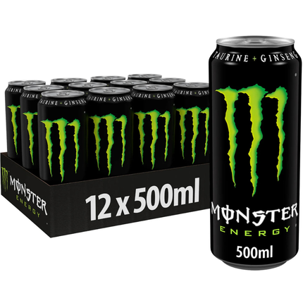 Monster Energy Original wholesale case of 12 x 500ml cans of energy drink.