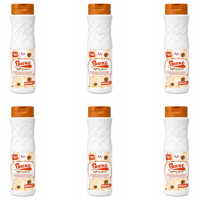 NIC Bueno Topping Sauce White Chocolate Hazelnut 6 x 500ml wholesale dessert sauce