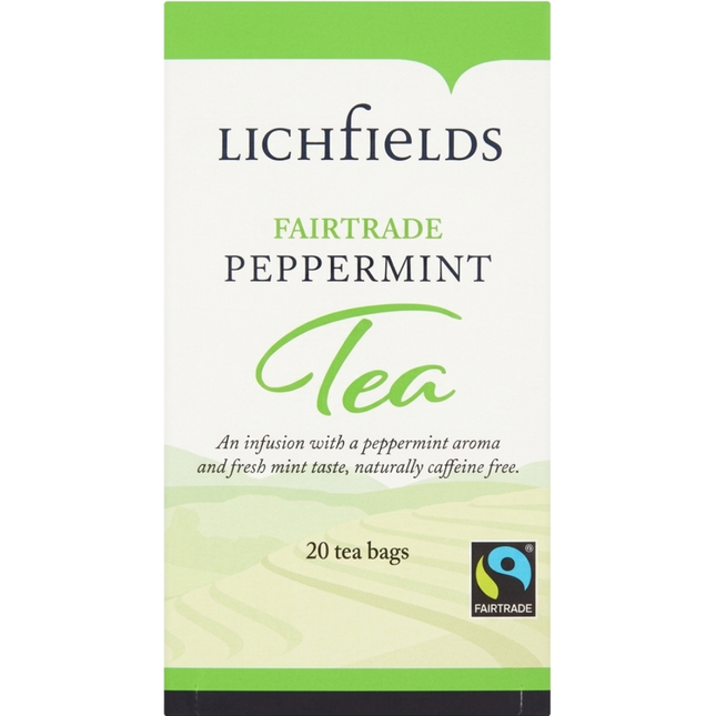 Lichfields Fairtrade Peppermint Tea Bags 20 bags 30g for cafés hotels restaurants and catering