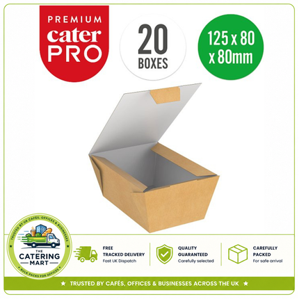 CaterPro Premium 20 kraft food boxes with folded lids 600ml wholesale food packaging
