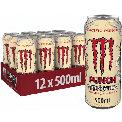 Monster Energy Pacific Punch fruit punch energy drink wholesale case containing 12 x 500ml cans.