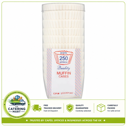 C.P.W Quality Muffin Cases wholesale pack containing 250 paper baking cases