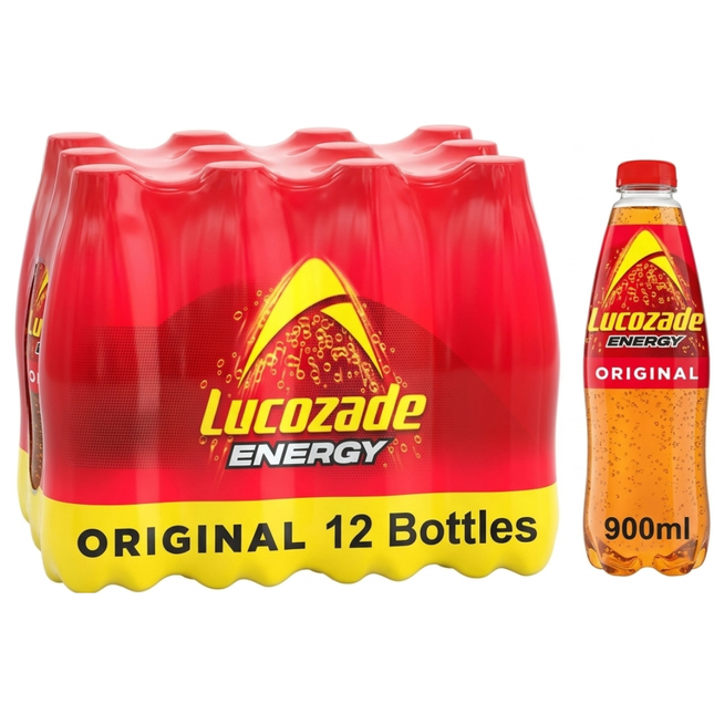 Lucozade Energy Original wholesale case of 12 x 900ml bottles of original-flavour energy drink.