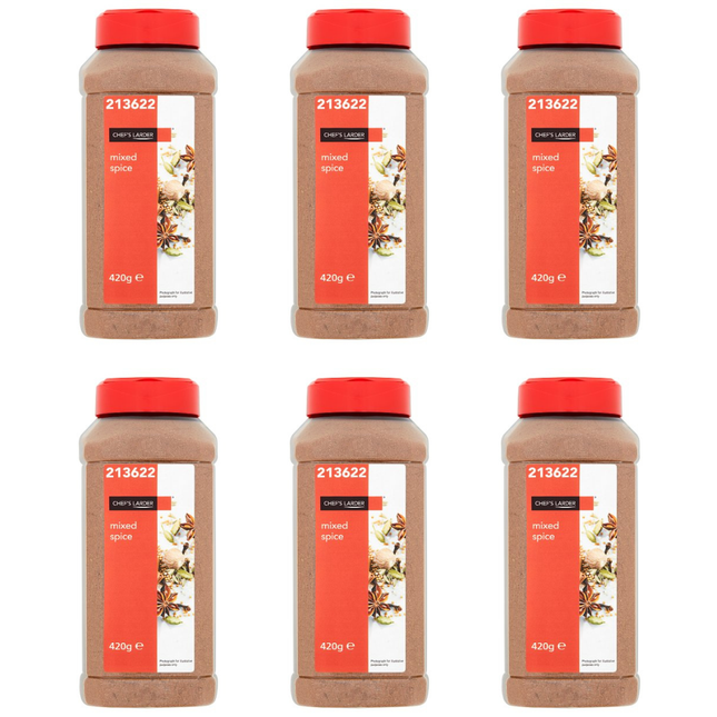 Chef's Larder Mixed Spice wholesale case containing 6 x 420g packs of aromatic mixed baking spice