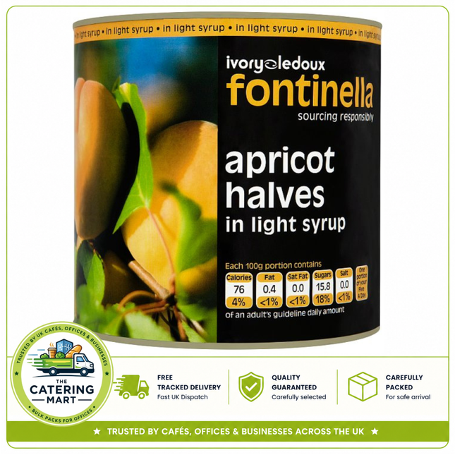 Ivorys Ledoux Fontinella Apricot Halves in Light Syrup 2.5kg wholesale catering tin