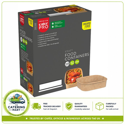 CaterPro Premium 50 Kraft Food Containers 500ml | Wholesale Food Packaging