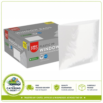 CaterPro 900 Plastic PP Window Bags | White Sulphite Paper Backing | Wholesale