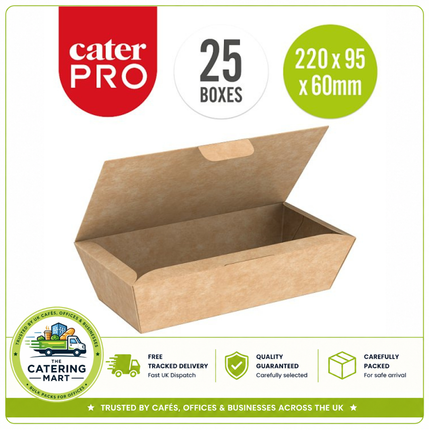 CaterPro 25 kraft food boxes with folded lids 1350ml for wholesale takeaway food packaging