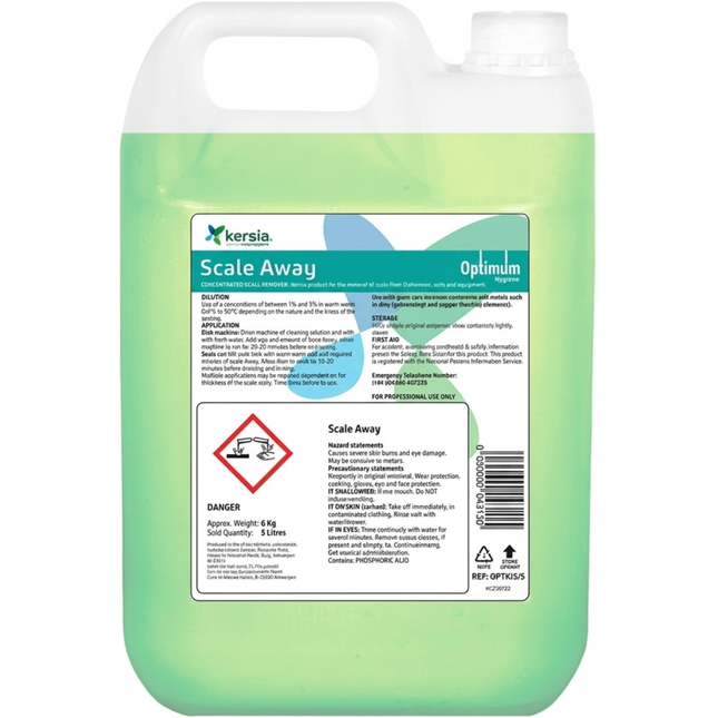 OPTIMUM Scale Away Professional Limescale Remover Descaler 5L container.