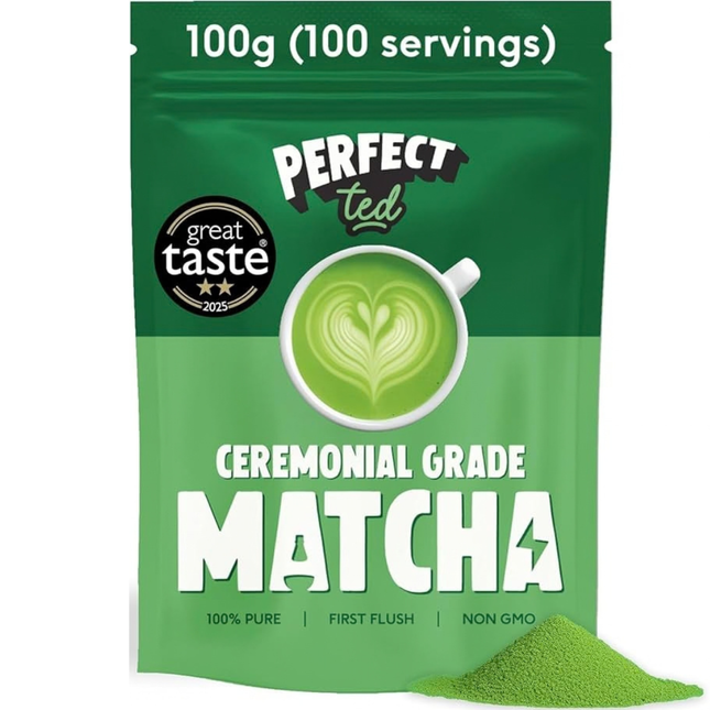 Perfect Ted ceremonial grade matcha powder 100g pack for matcha tea and matcha lattes
