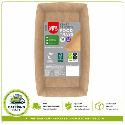 CaterPro 50 kraft tapered food trays for wholesale takeaway and street food packaging