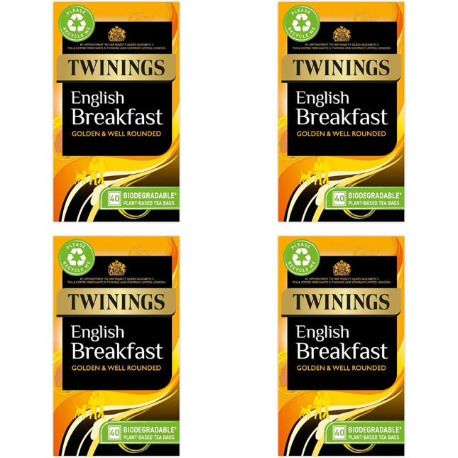 Twinings English Breakfast Tea Bags 4 x 40 bags for wholesale cafés hotels restaurants and catering