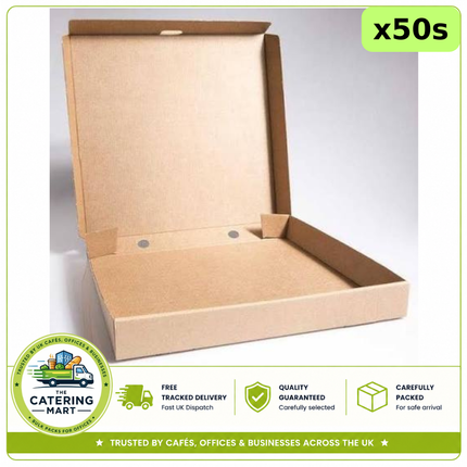 50 JR Foods 14" Plain Brown Pizza Boxes | Bulk Wholesale