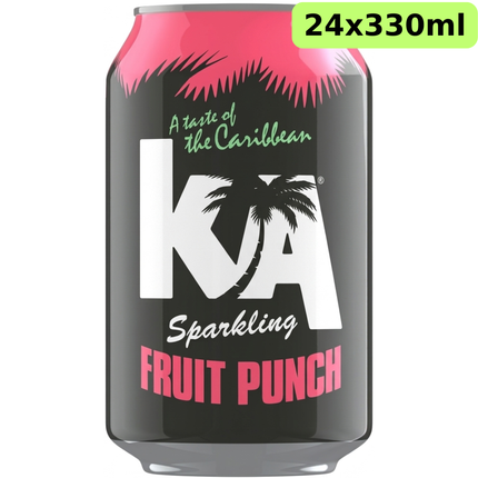 KA Fruit Punch Sparkling Soft Drink wholesale case containing 24 cans of 330ml fruit punch-flavoured fizzy drink