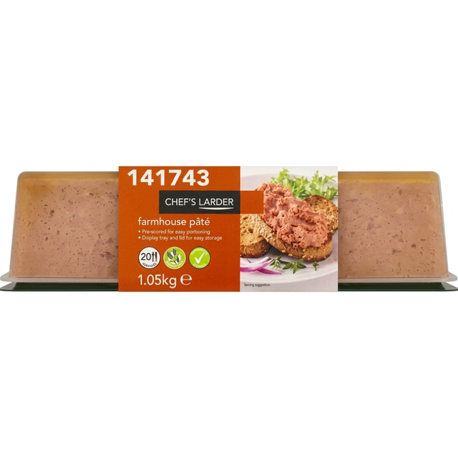 Chef's Larder Farmhouse Pâté 1.05kg traditional pork pâté for wholesale catering