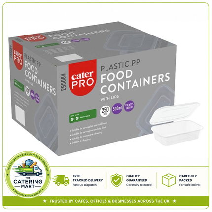 CaterPro 250 PP Food Containers with Lids 500ml | Wholesale Packaging