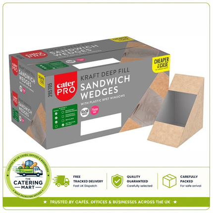 CaterPro 50 Kraft Deep Fill Sandwich Wedges with rPET Windows | Wholesale