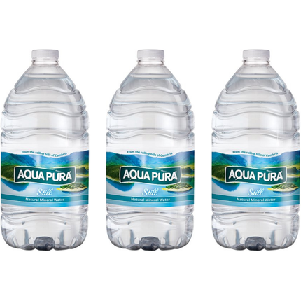 Aqua Pura Still Natural Mineral Water 5 litre bottles, wholesale pack of 3.