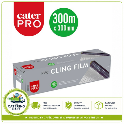 CaterPro PVC Cling Film 300m x 300mm catering food wrap wholesale roll